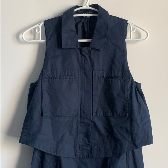 NWOT Theory ‘Gemine' Tiered Twill A-Line Dress - Picture 6 of 10